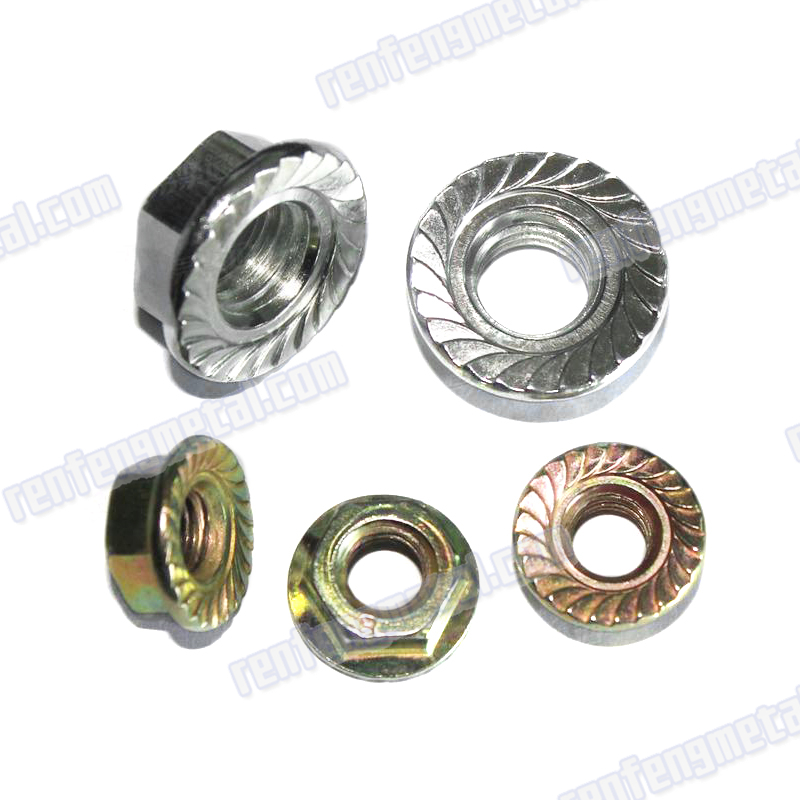 Galvanized silver aluminium serrated flange nut